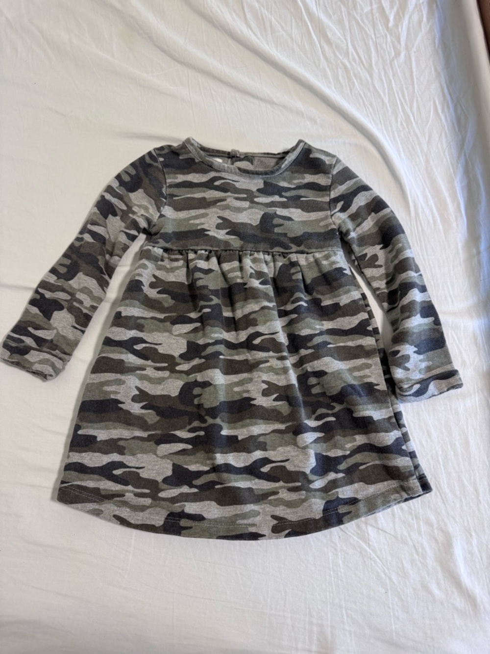 Mud Pie Gray Camo Long-Sleeve Dress